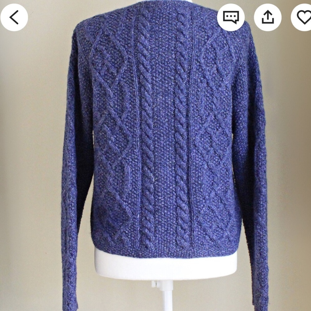 Icelandic Designs Blue Zip Cardigan Sweater, Womens M, Wool Blend Fisherman - Picture 3 of 11